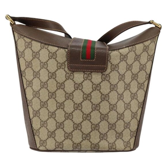 GUCCI GG Supreme Web Sherry Line Bag PVC Leather Beige 40 02 081 Auth BA7253 - Picture 3 of 16